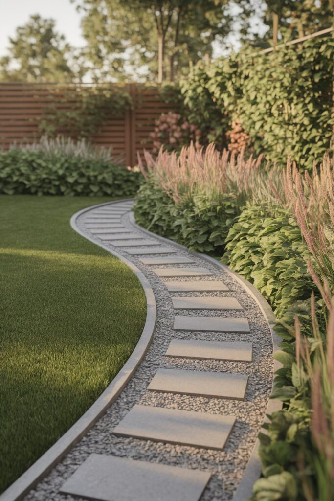 curved garden path.