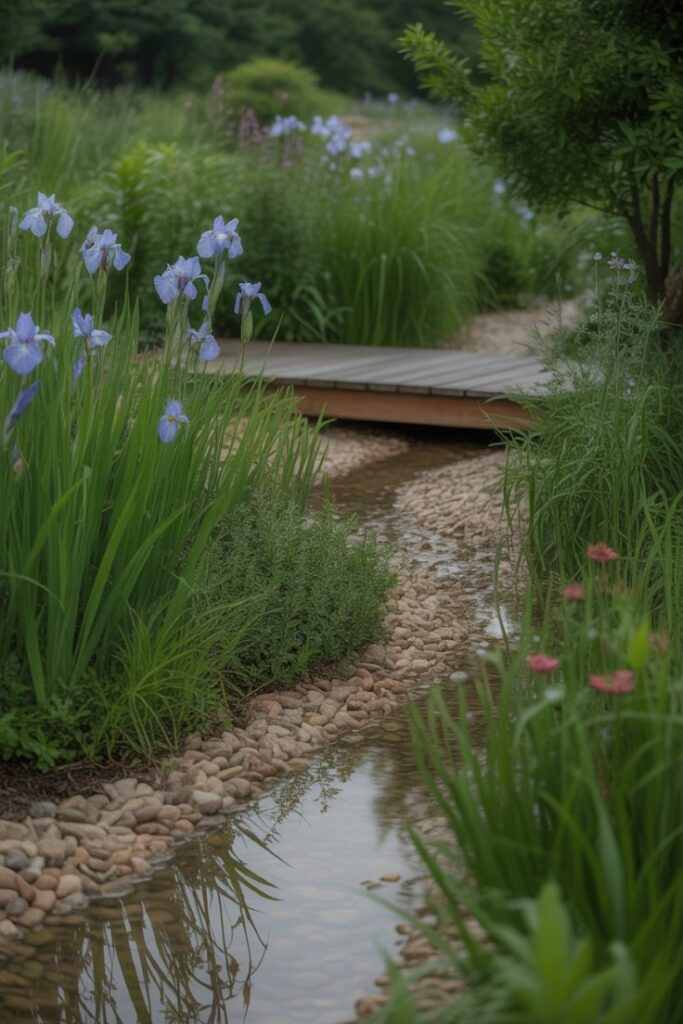 Lush rain garden.
