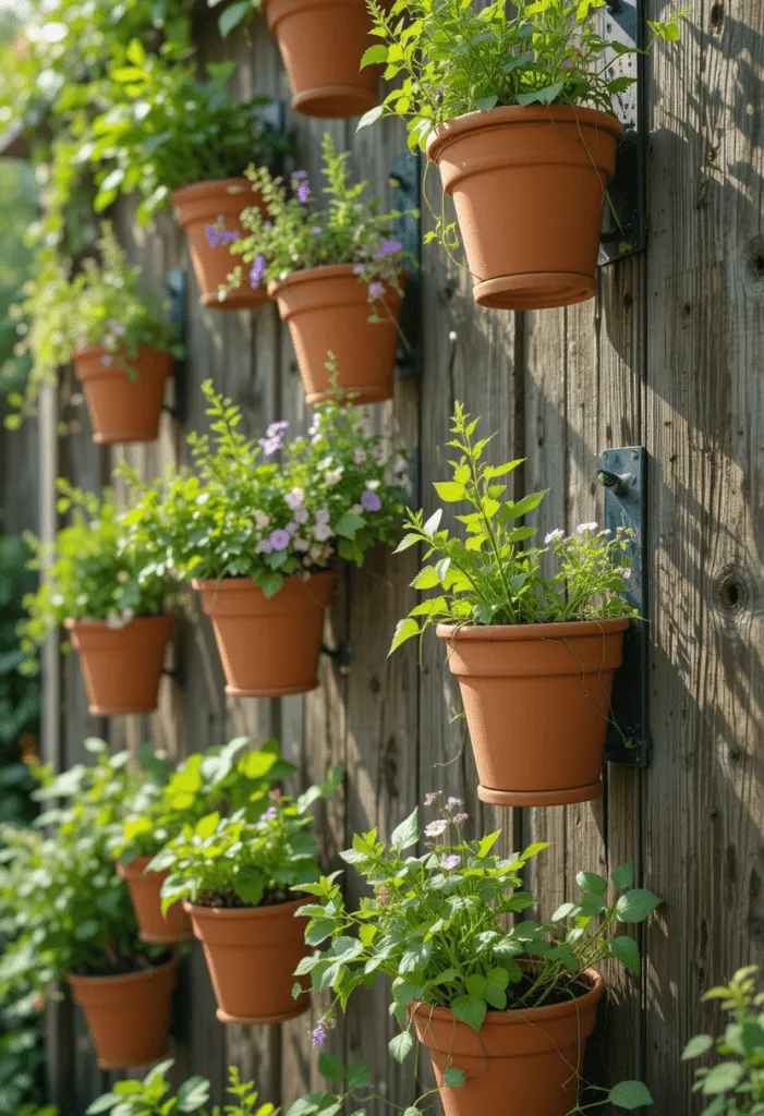 Vertical Garden Walls Using Terracotta Pots