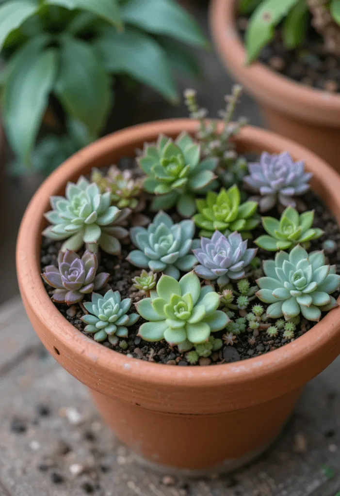 terracotta pot with succulent