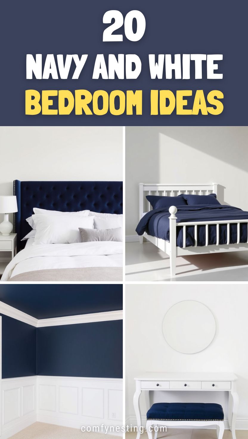 20 Navy and White Bedroom Ideas to Refresh Your Space - Comfy Nesting